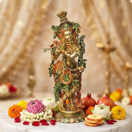 Brass Showpiece Krishna Statue - 9*7.5*25.5 Inch (BS1379 K)