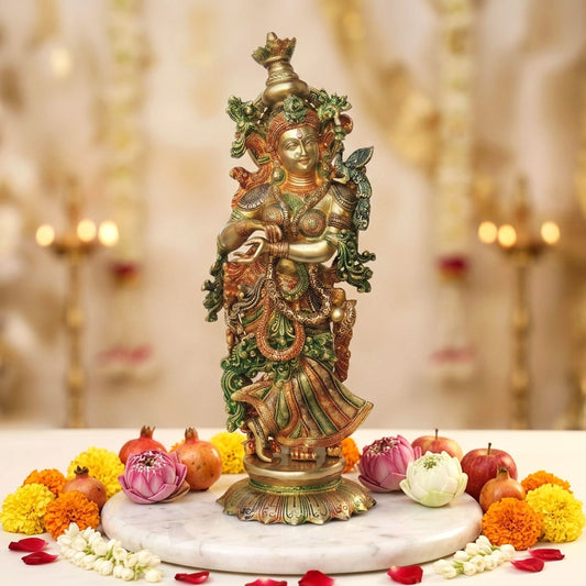 Brass Showpiece Radha Statue - 9*7.3*24.7 Inch (BS1379 R)