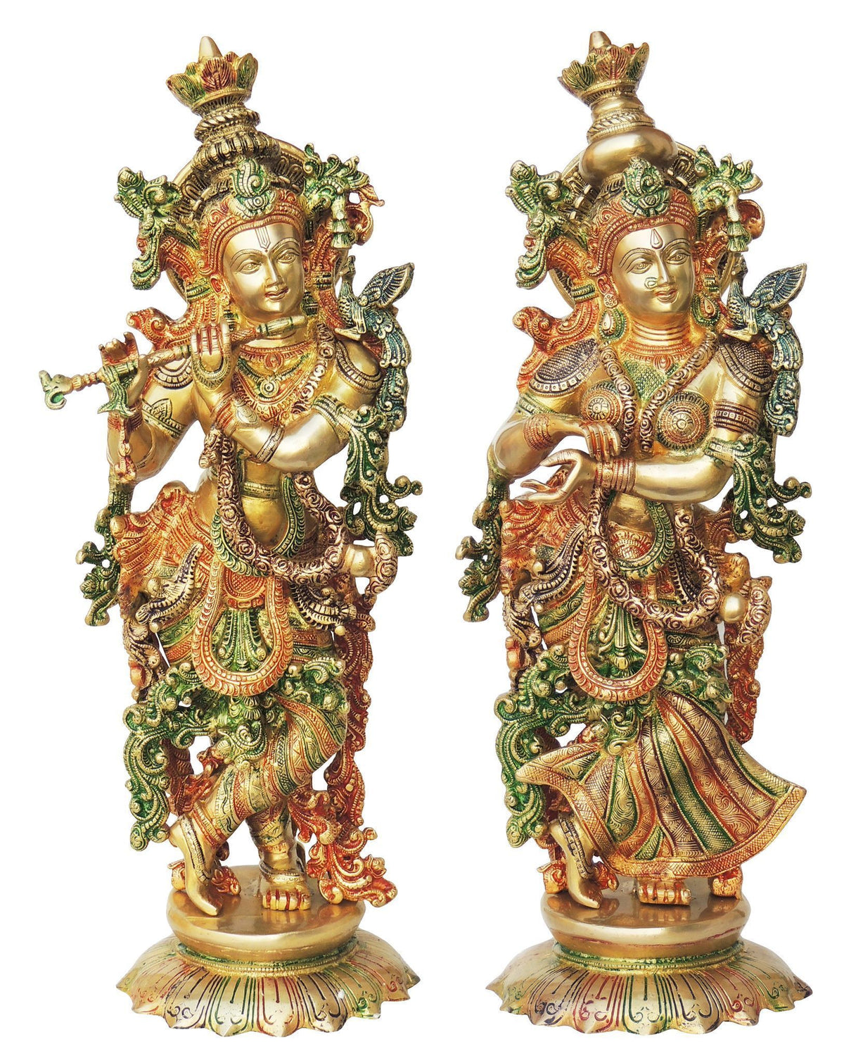 Brass Showpiece Radha Krishna God Idol Statue - 9*7.5*25.5 Inch (BS1379)
