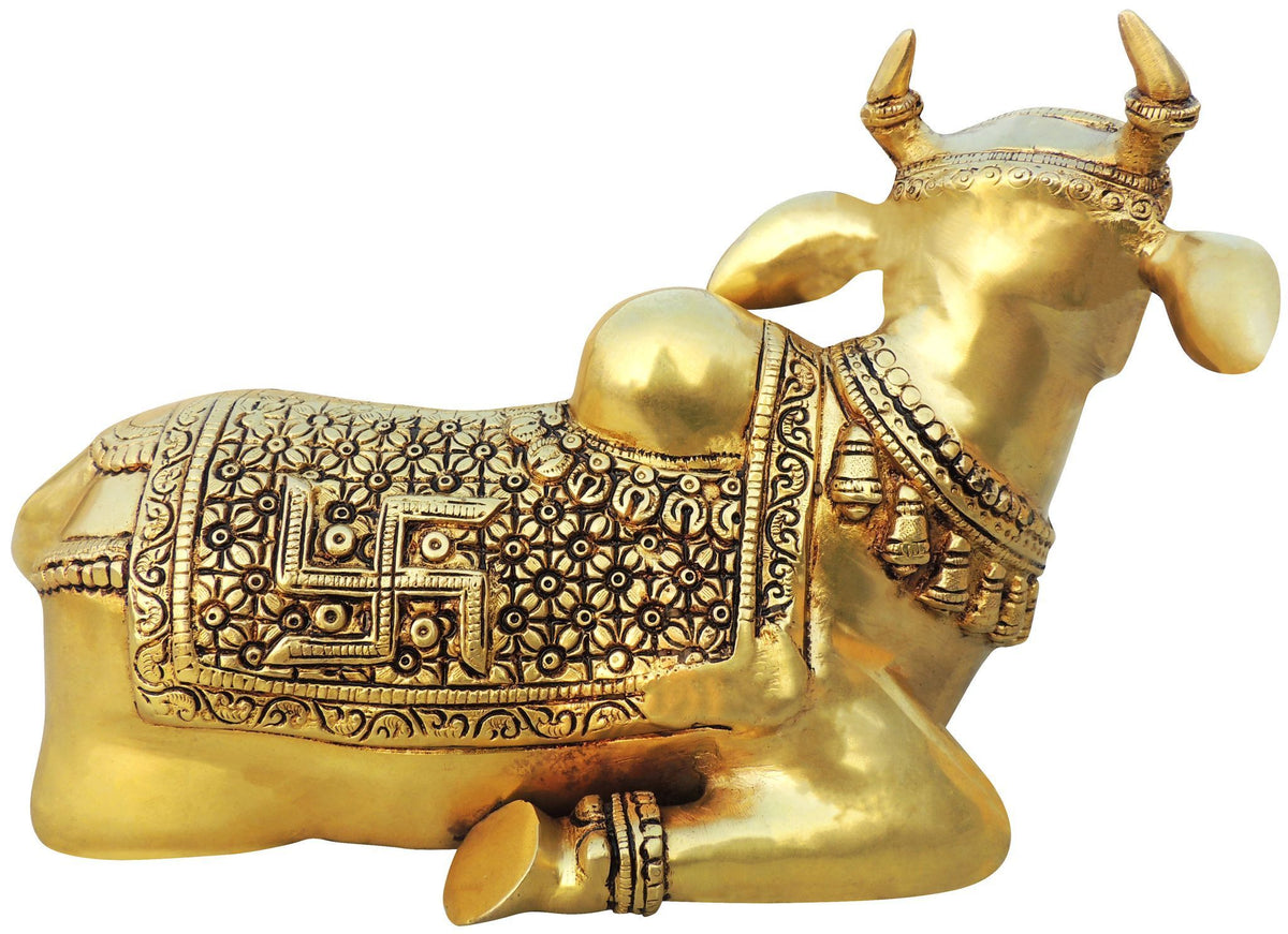 Brass Showpiece Nandi God Idol Statue - 13*6*8 Inch (BS1382 A)
