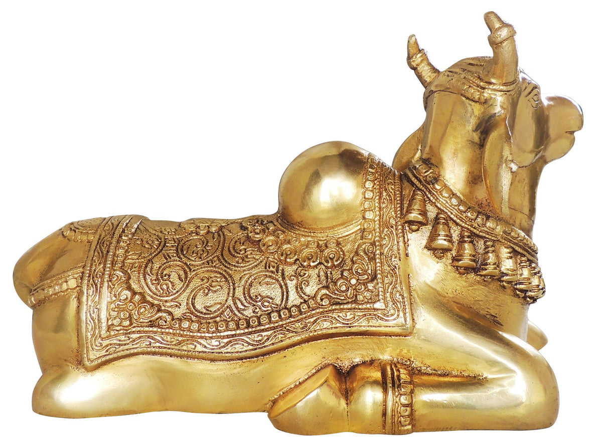 Brass Showpiece Nandi God Idol Statue - 15.5*6.8*9 Inch (BS1382 B)