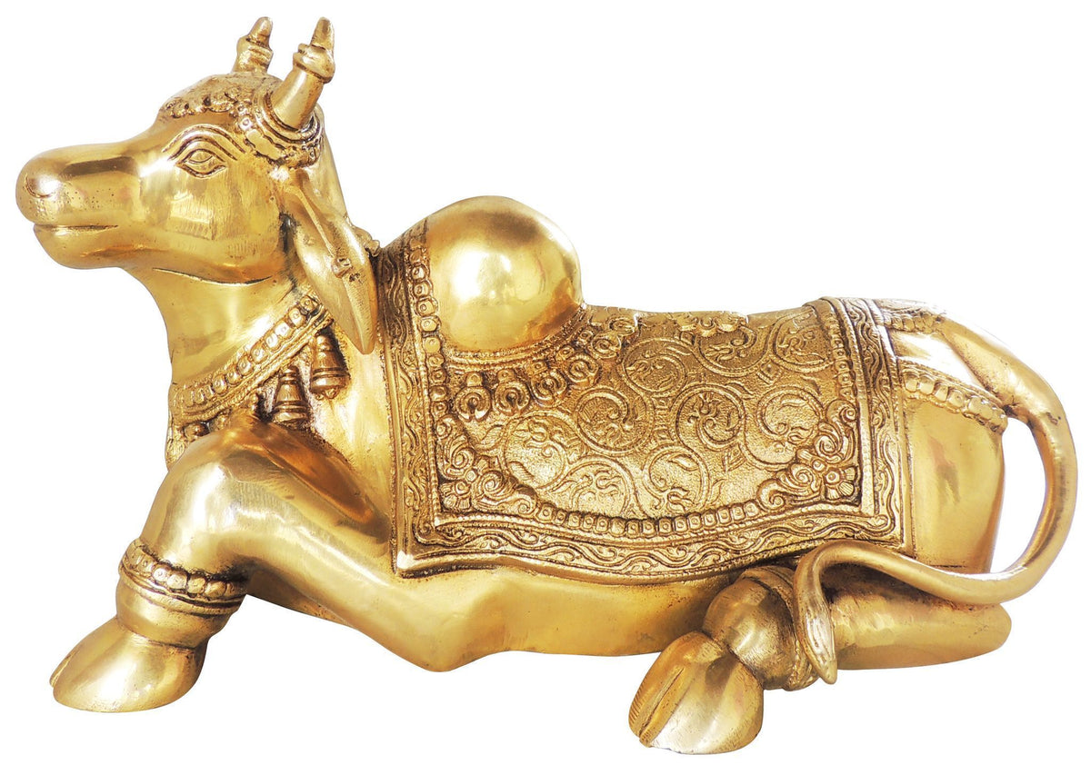 Brass Showpiece Nandi God Idol Statue - 15.5*6.8*9 Inch (BS1382 B)