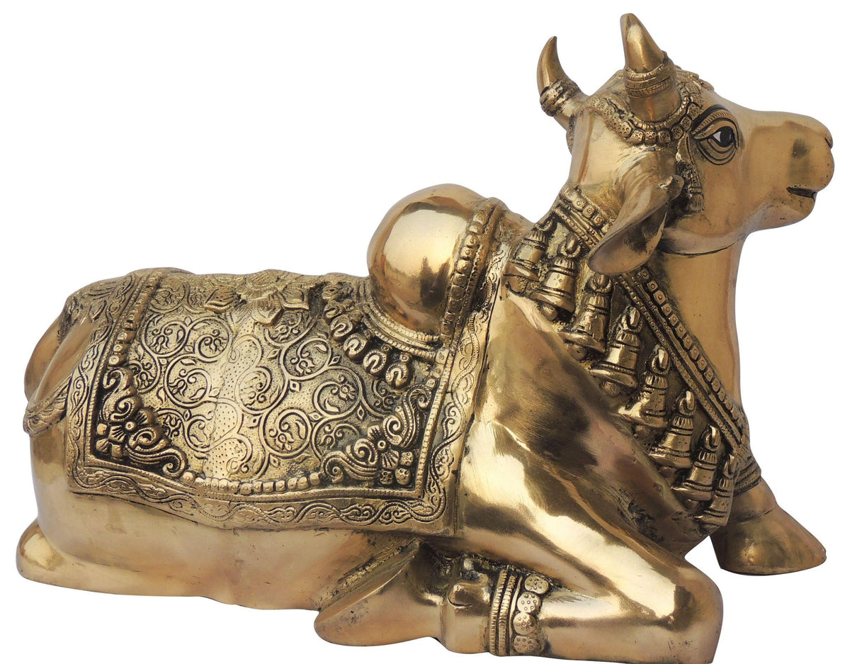 Brass Showpiece Nandi God Idol Statue - 20*10.5*14 Inch (BS1382 D)