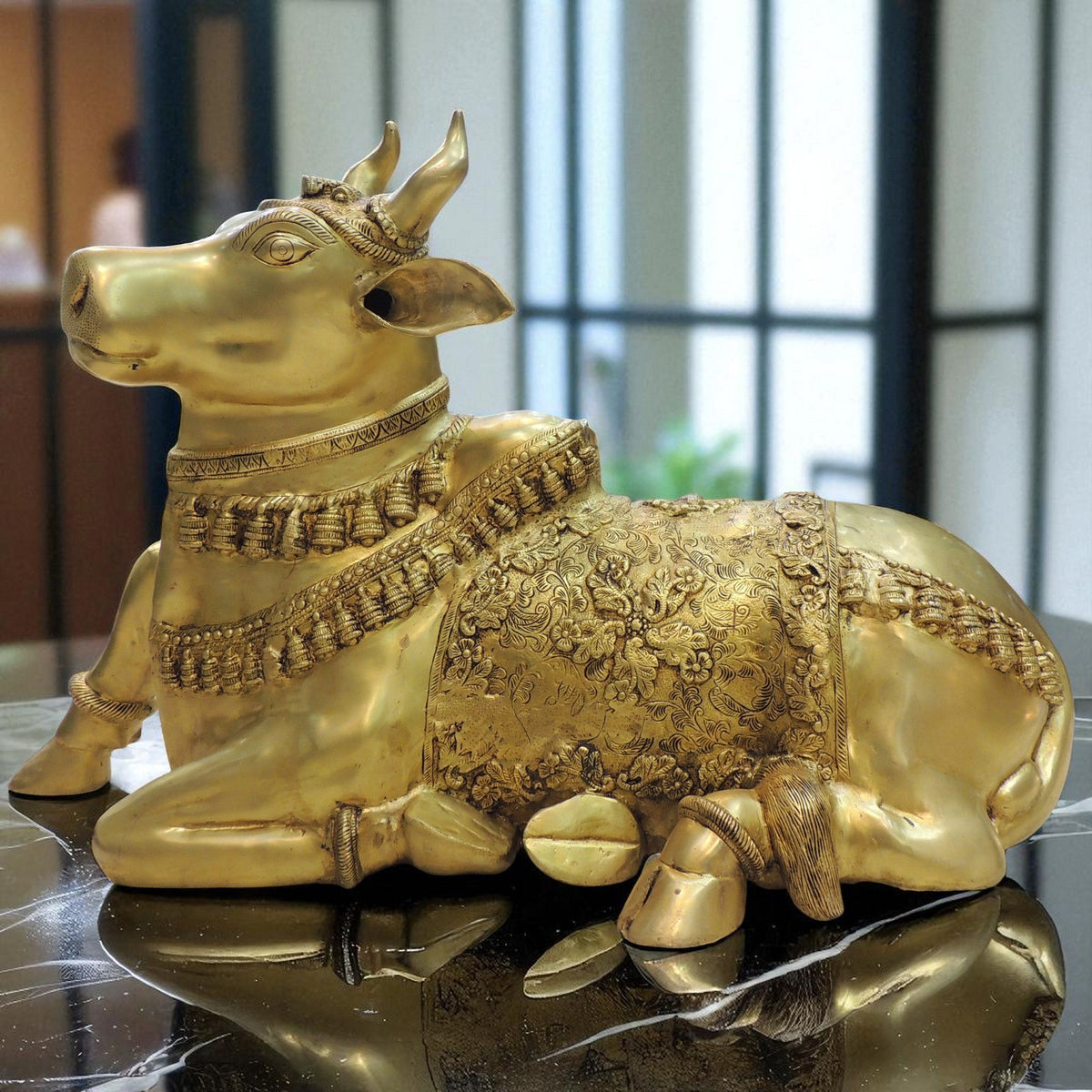 Brass Showpiece Nandi God Idol Statue - 34.5*13.5*22 Inch (BS1382 H)