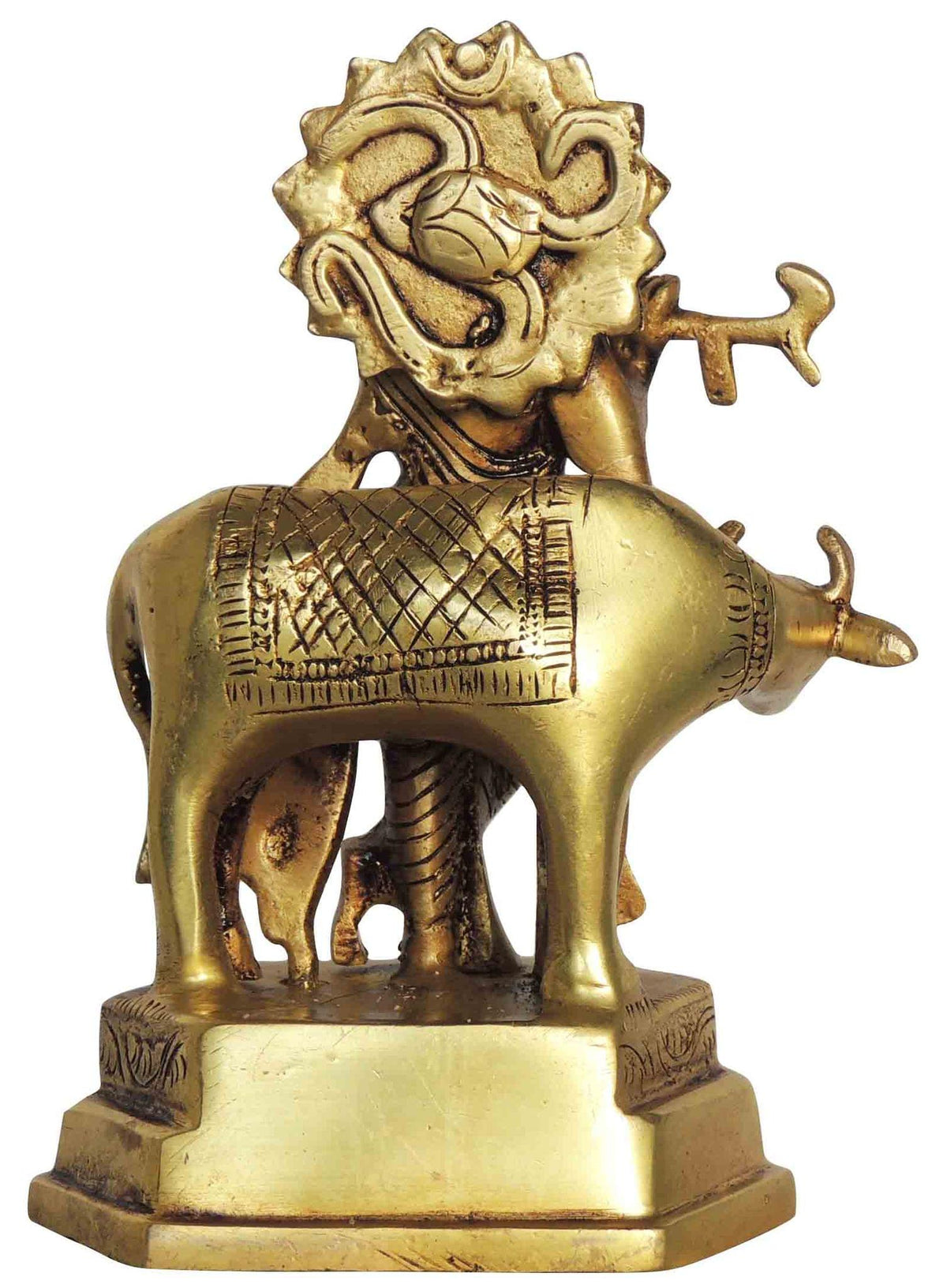 Brass Showpiece Cow Krishna God Idol Statue - 4.5*3.2*6.6 Inch (BS1391 E)