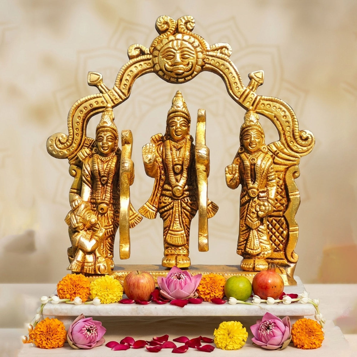 Brass Showpiece Ram Ji With Temple God Idol Statue - 5.5*3*7.5 Inch (BS1813 D)