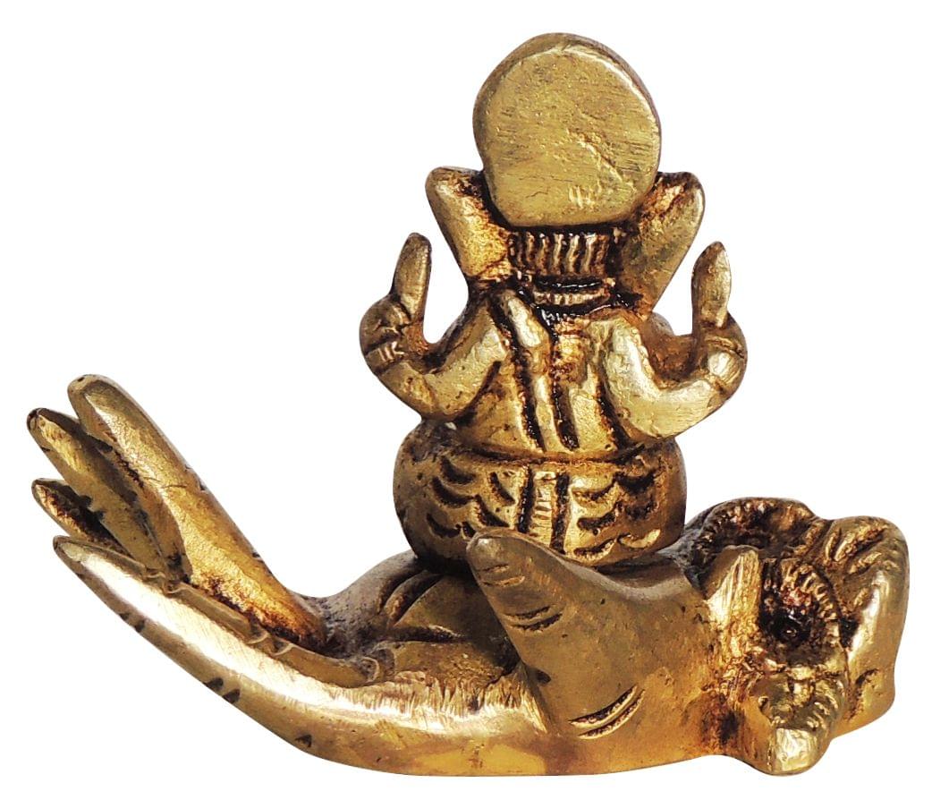Brass Showpiece Ganesh Ji God Idol Statue - 2.5*2*2.5 Inch (BS1398 C)