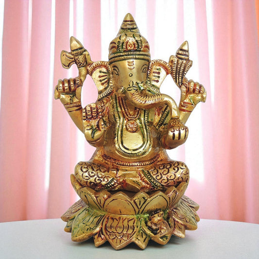 Brass Showpiece Ganesh Ji God Idol Statue - 4*3.5*5.5 Inch (BS1411 G)