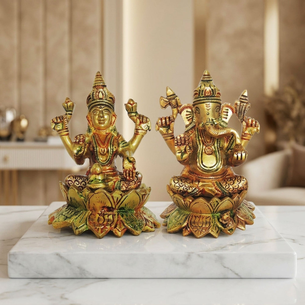 Brass Showpiece Laxmi Ganesh Pair God Idol Statue (BS1411)