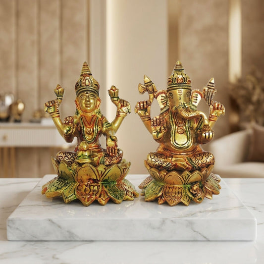 Brass Showpiece Laxmi Ganesh Pair God Idol Statue (BS1411)
