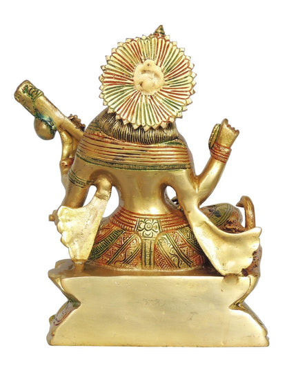Brass Showpiece Saraswati Ji God Idol Statue - 6.2*3*9 Inch (BS1413 I)