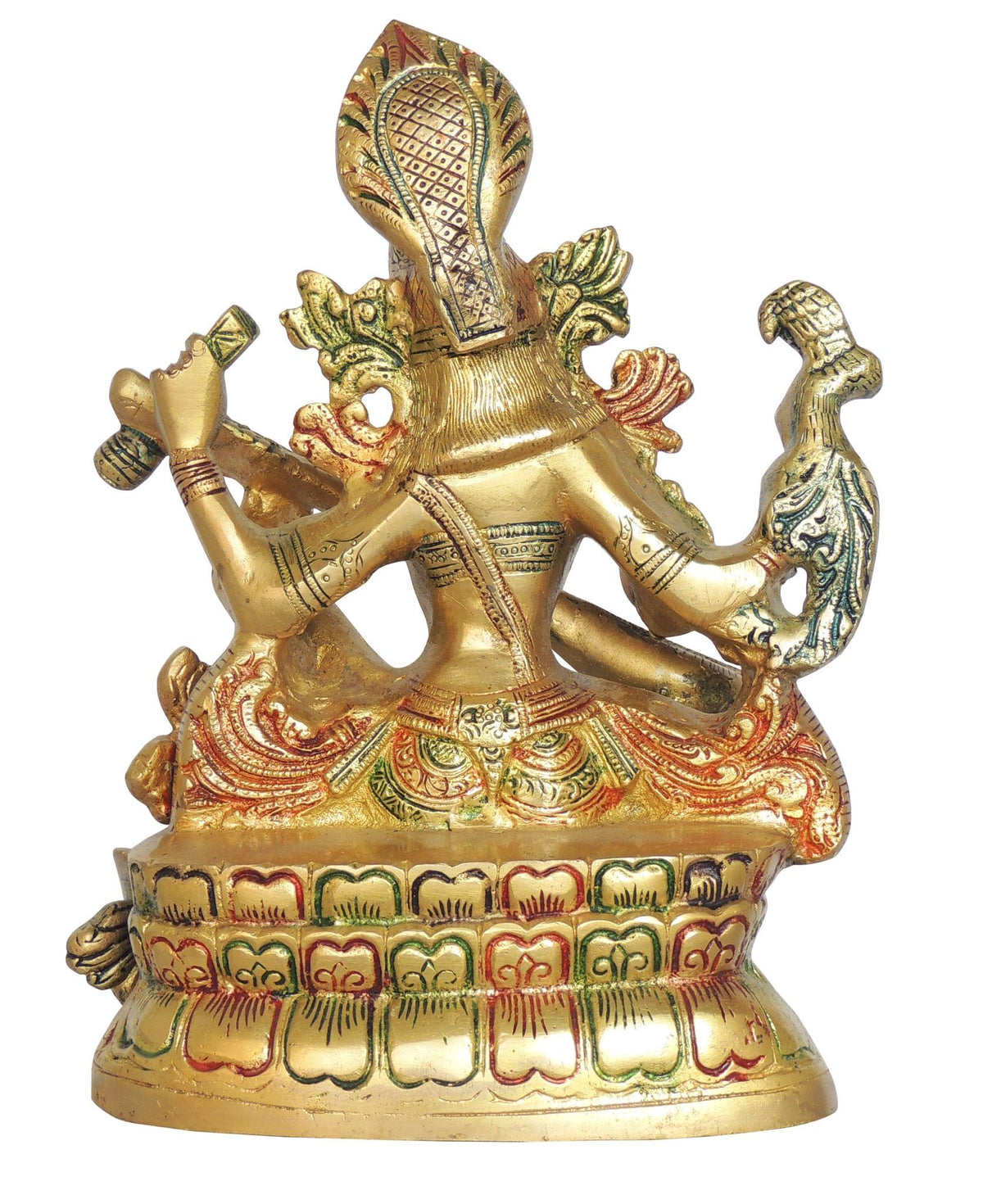 Brass Showpiece Saraswati Color God Idol Statue - 8*4*10.5 Inch (BS1413 L)