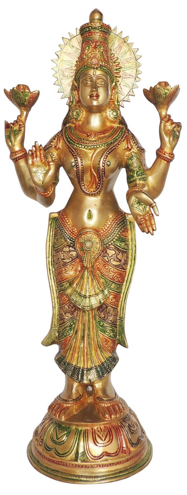 Brass Showpiece Laxmi Ji God Idol Statue - 12.5*9.2*31.5 Inch (BS1418 L)