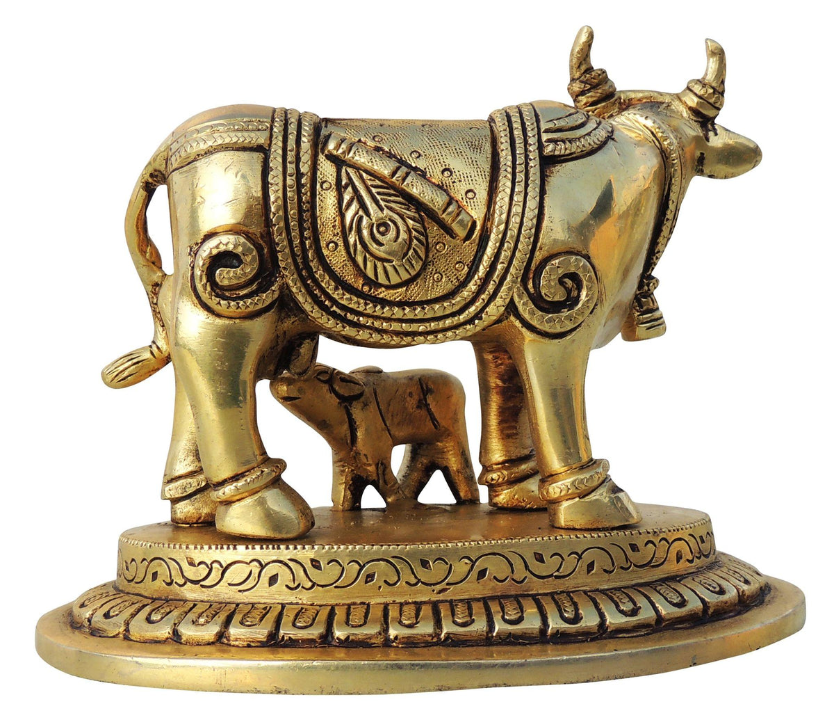 Brass Showpiece Cow God Idol Statue - 6.2*4*5 Inch (BS1442 D)