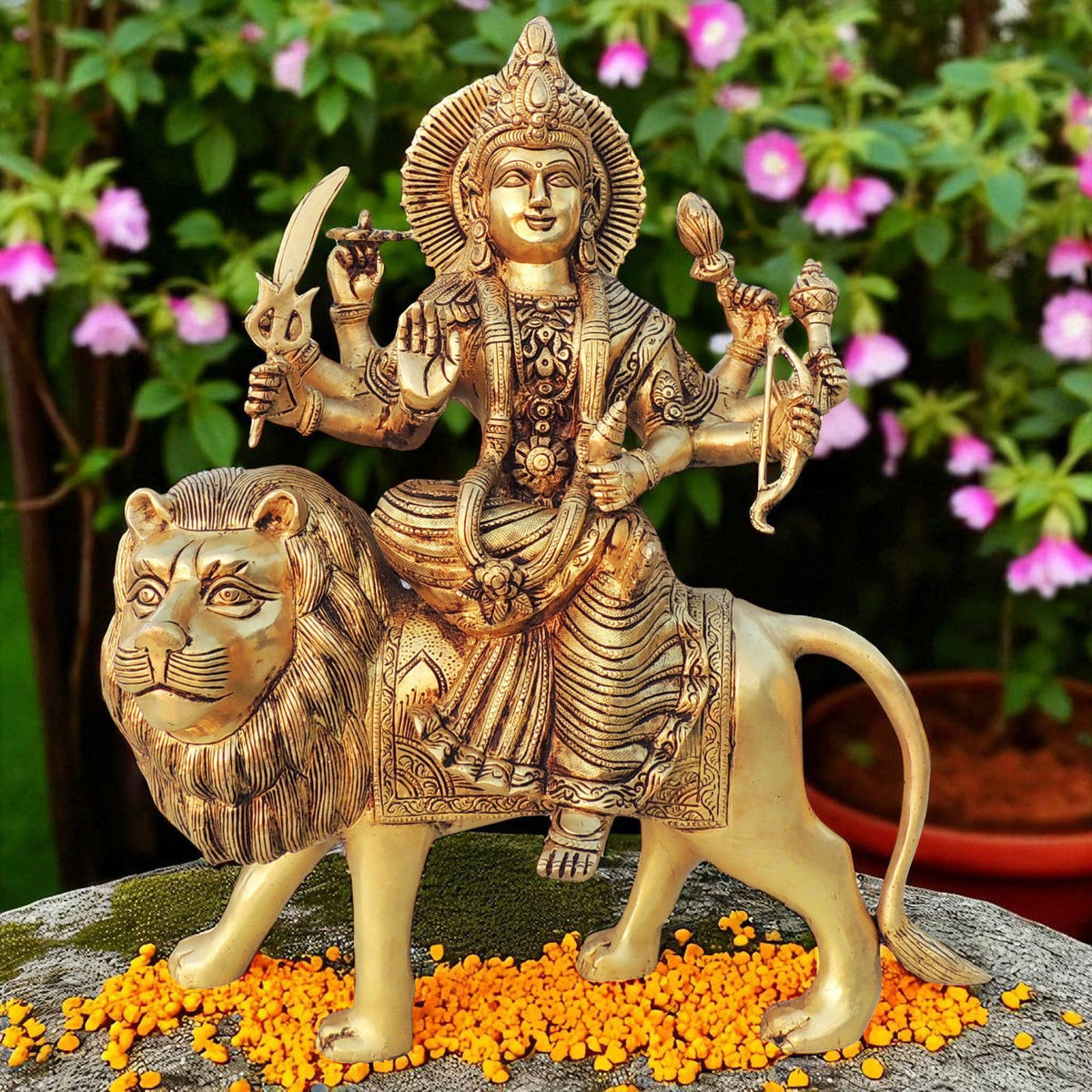 Brass Showpiece Durga Ji God Idol Statue - 14*6*16 Inch (BS1455 F)