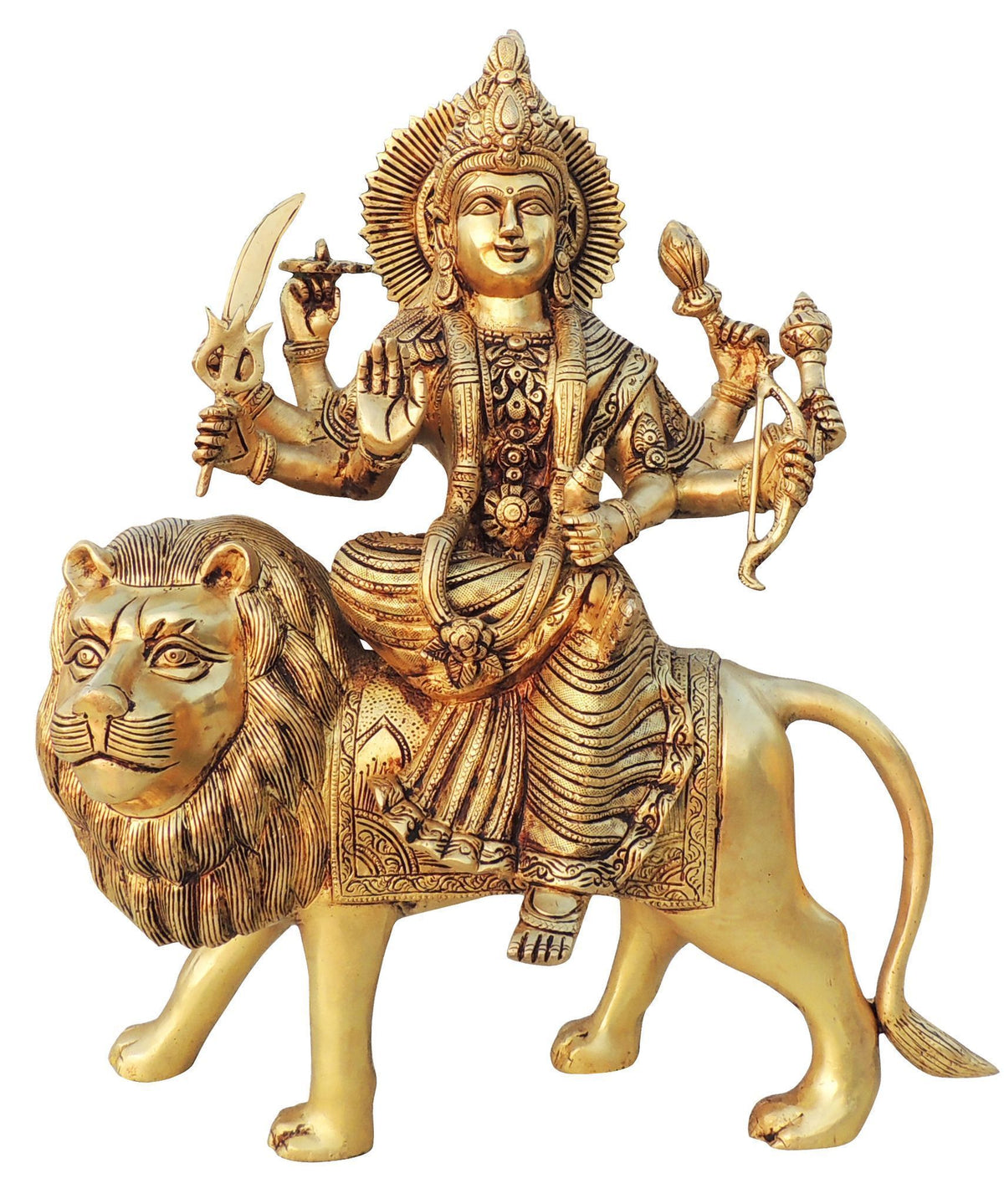 Brass Showpiece Durga Ji God Idol Statue - 14*6*16 Inch (BS1455 F)