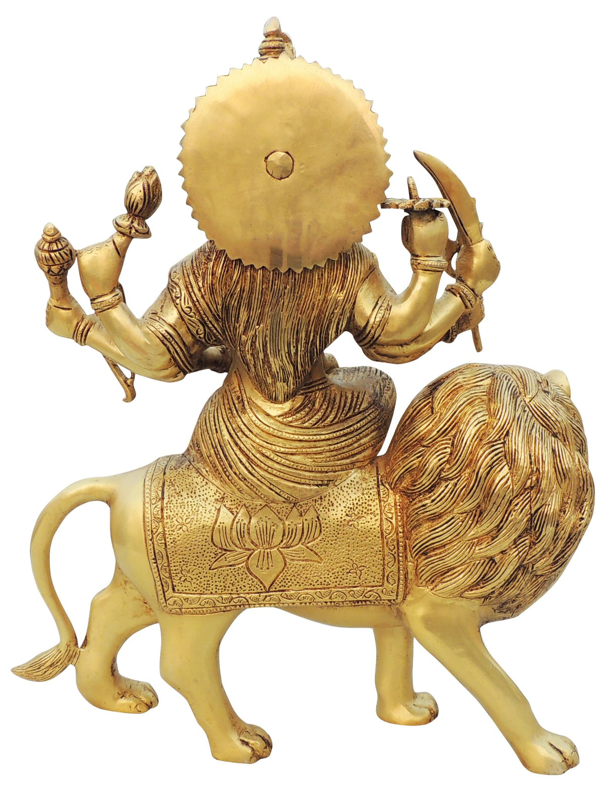 Brass Showpiece Durga Ji God Idol Statue - 14*7*17 Inch (BS1455 G)