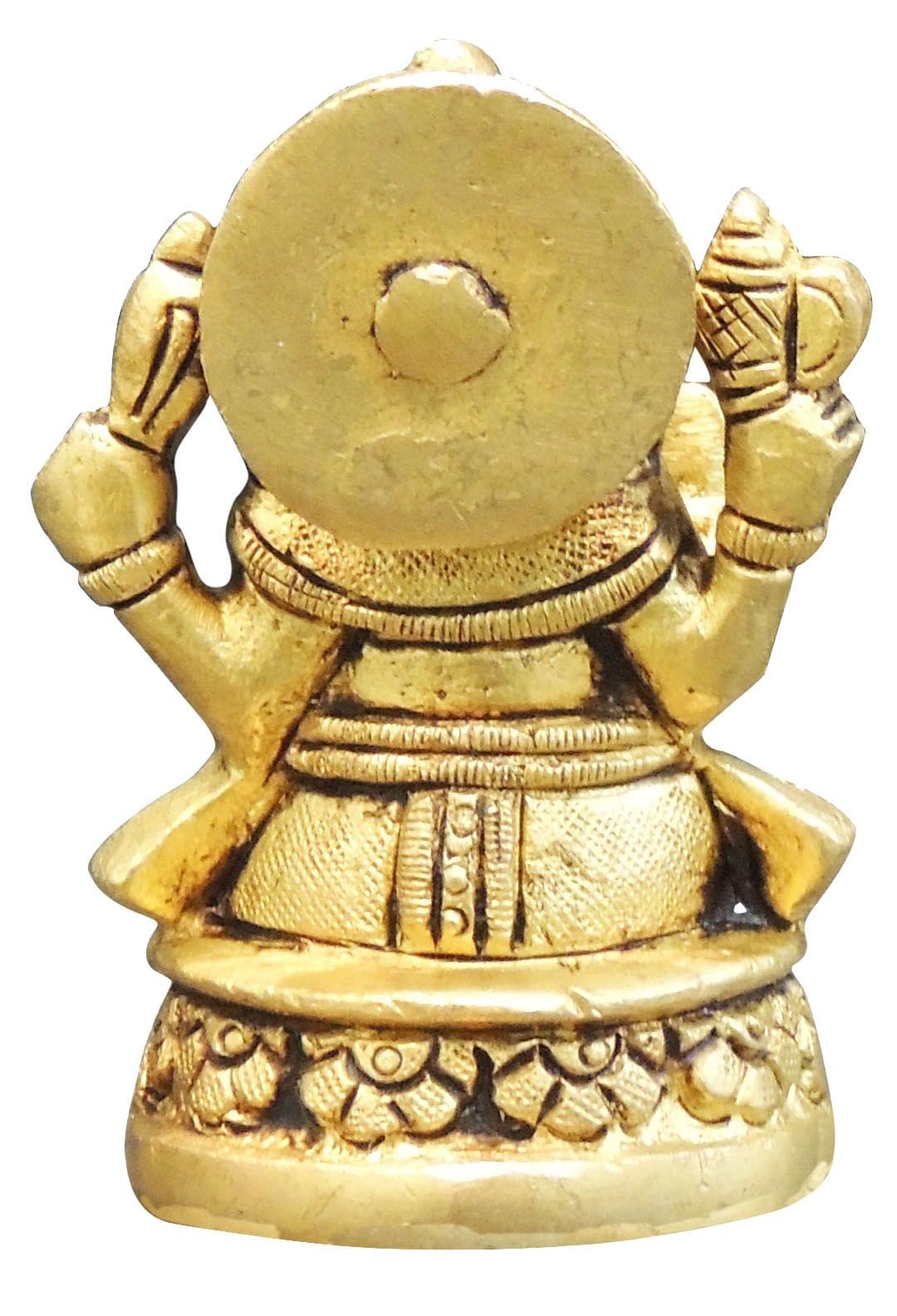 Brass Showpiece Ganesh Ji God Idol Statue - 2*1.6*3 Inch (BS1467 G)