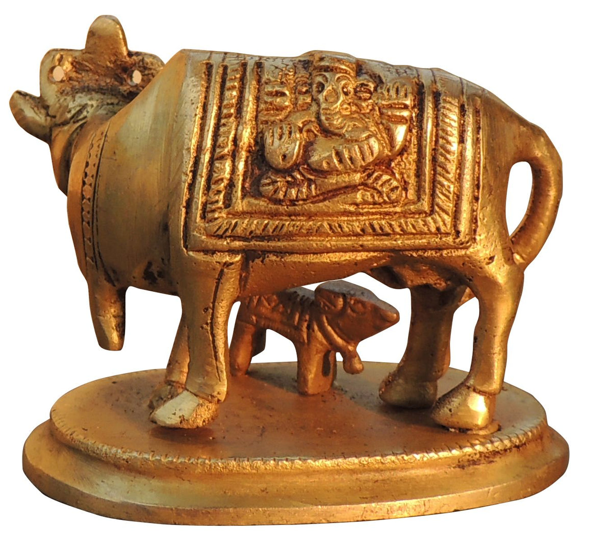 Brass Showpiece Cow & Calf God Idol Statue - 2.5*1.7*2 Inch (BS1471 C)
