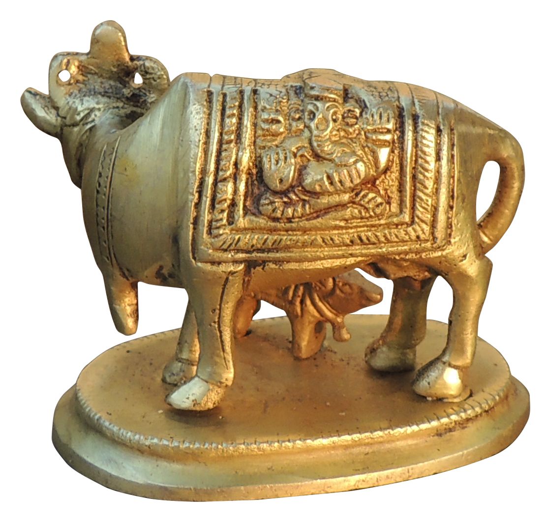 Brass Showpiece Cow & Calf God Idol Statue - 3*2*2.5 Inch (BS1471 D)
