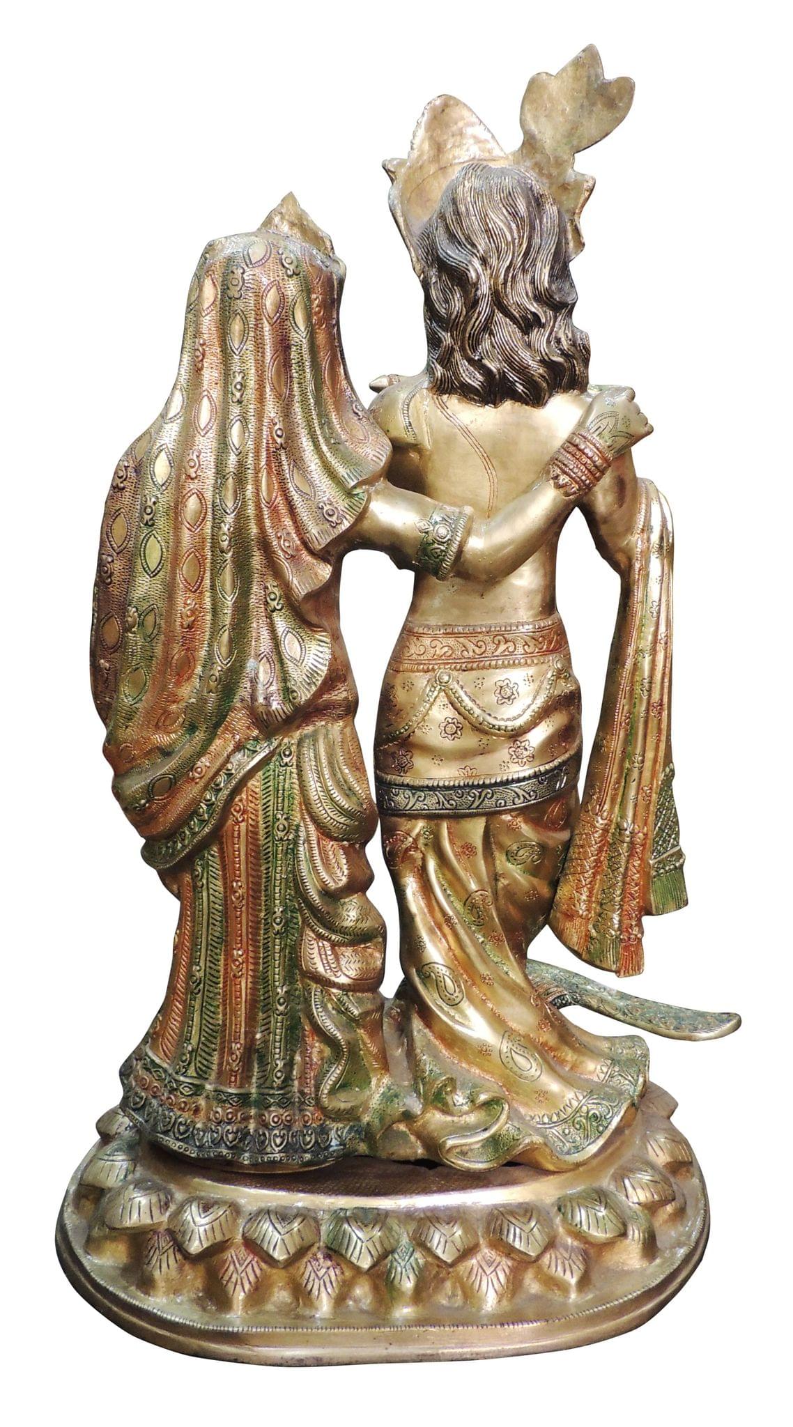 Brass Showpiece Radha Krishna on One Base idol statue - 17*12.5*29 Inch (BS1501 A)