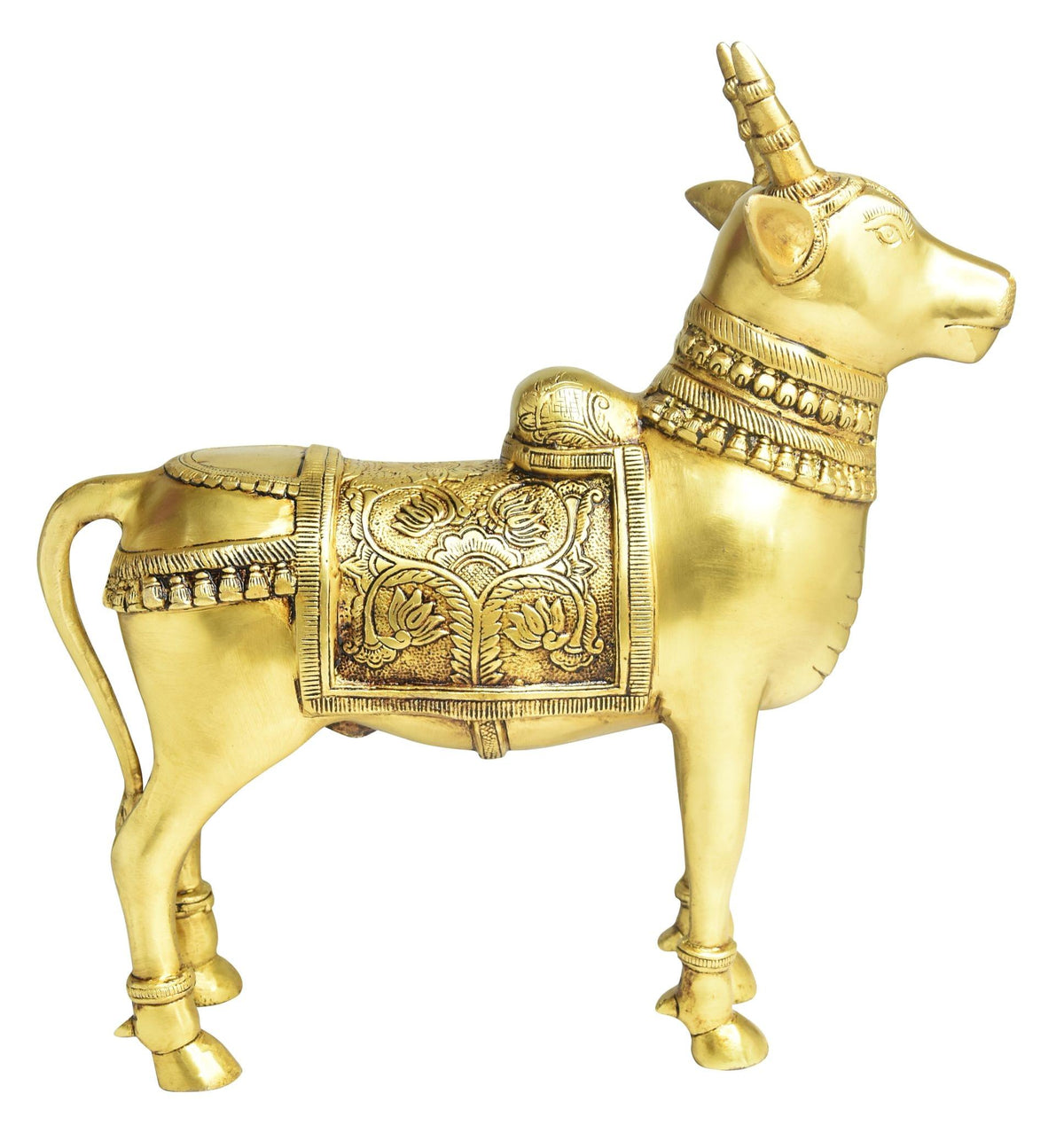 Brass Showpiece Brass Cow God Idol Statue - 15*4*16 Inch (BS1518 A)