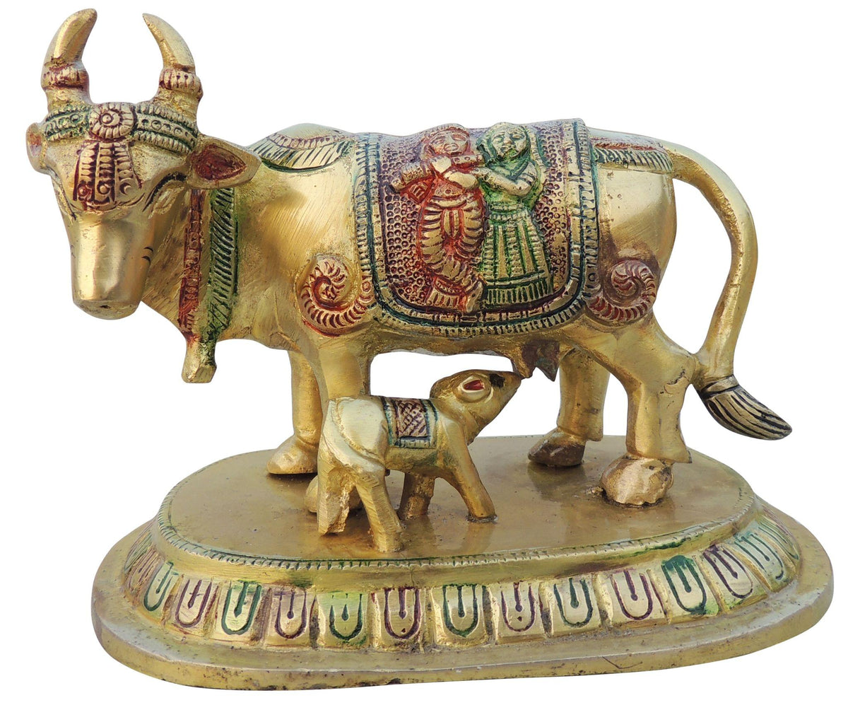 Brass Showpiece Cow With Calf Statue - 6.5*4.2*5 Inch (BS1524 D)