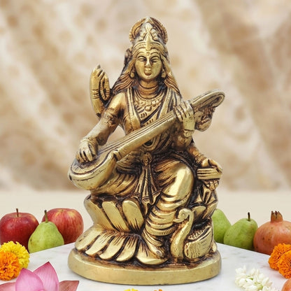 Brass Showpiece Saraswati Ji God Idol Statue  - 3.6*1.7*6 inch (BS1526 E)