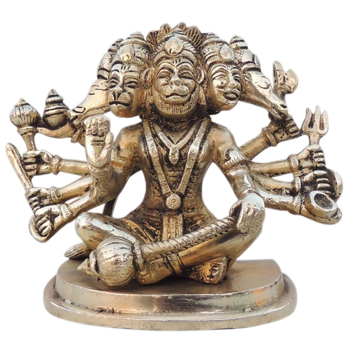 Brass Showpiece Panchmukhi Hanuman Ji Statue idol  - 6.5*3.2*5.5 Inch (BS1528 G)