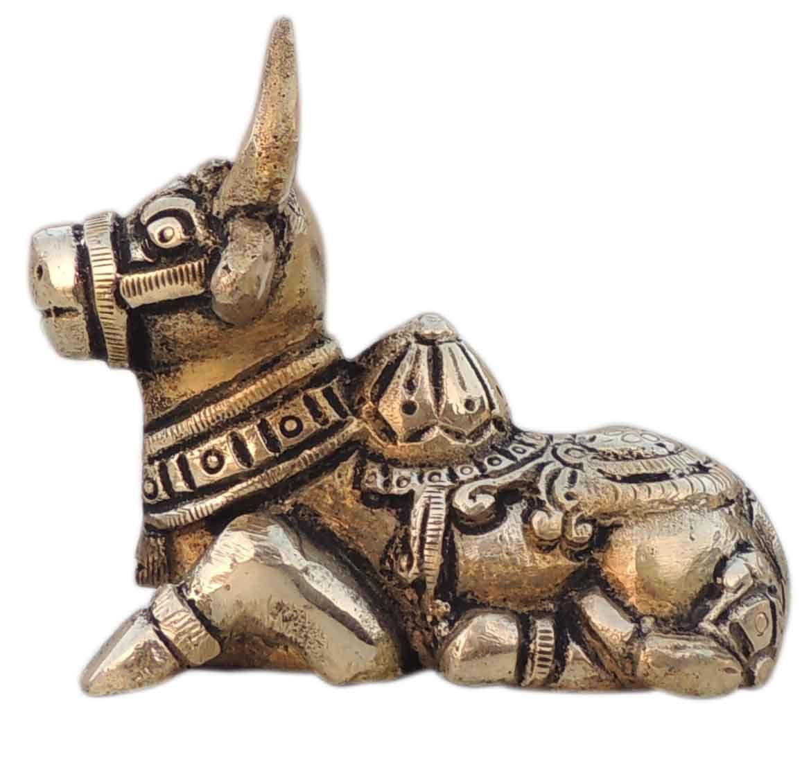 Brass Showpiece Nandi God Idol Statue  - 3*1.5*2.6 Inch (BS1530 C)