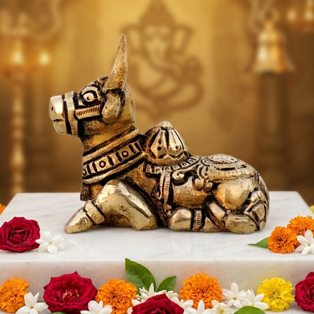 Brass Showpiece Nandi God Idol Statue  - 3*1.5*2.6 Inch (BS1530 C)