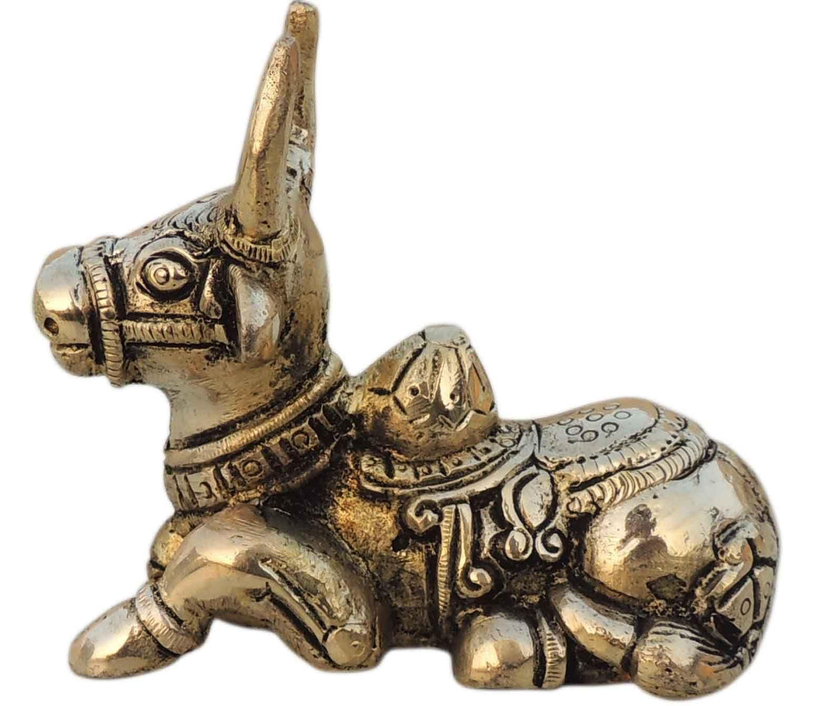 Brass Showpiece Nandi God Idol Statue  - 3.7*2*3.2 Inch (BS1530 E)