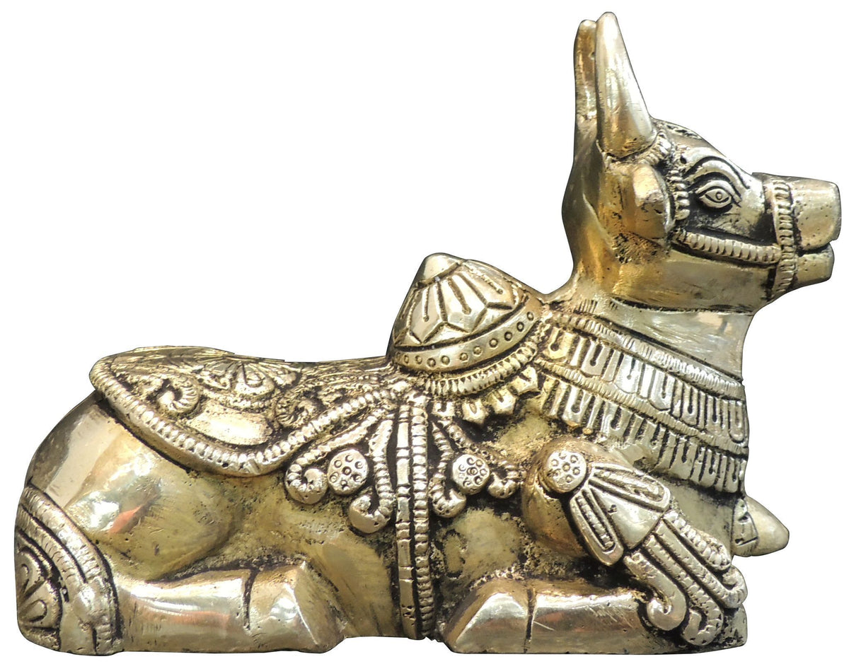 Brass Showpiece Nandi Ji God Idol Statue - 7*3.2*5 Inch (BS1530 K)