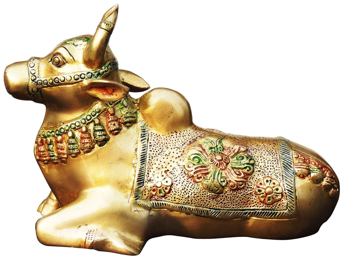 Brass Showpiece Nandi God Idol Statue - 11*4.5*7.2 Inch (BS1532 D)