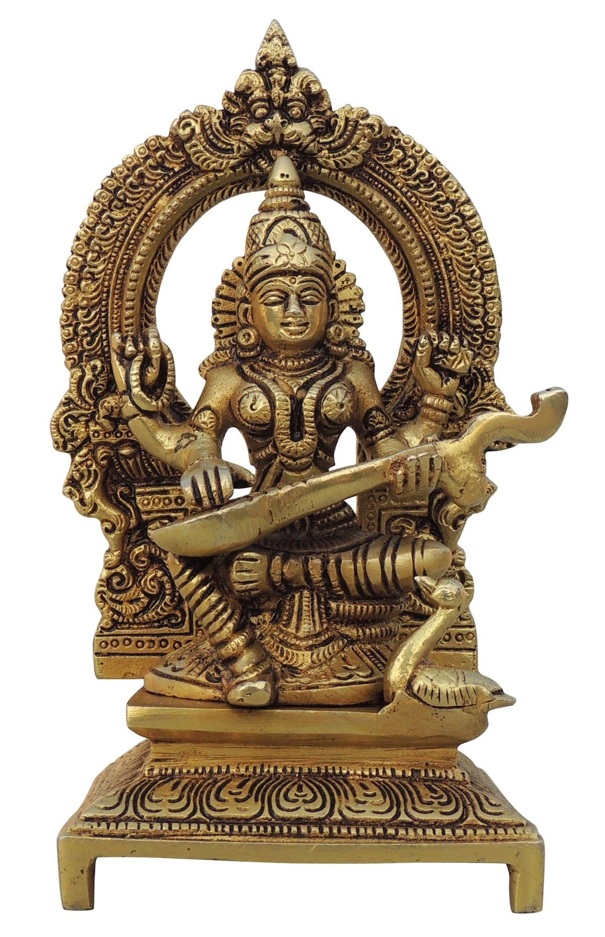 Brass Showpiece Saraswati Ji Idol Statue - 4.2*2.6*7.5 Inch (BS1539 C)