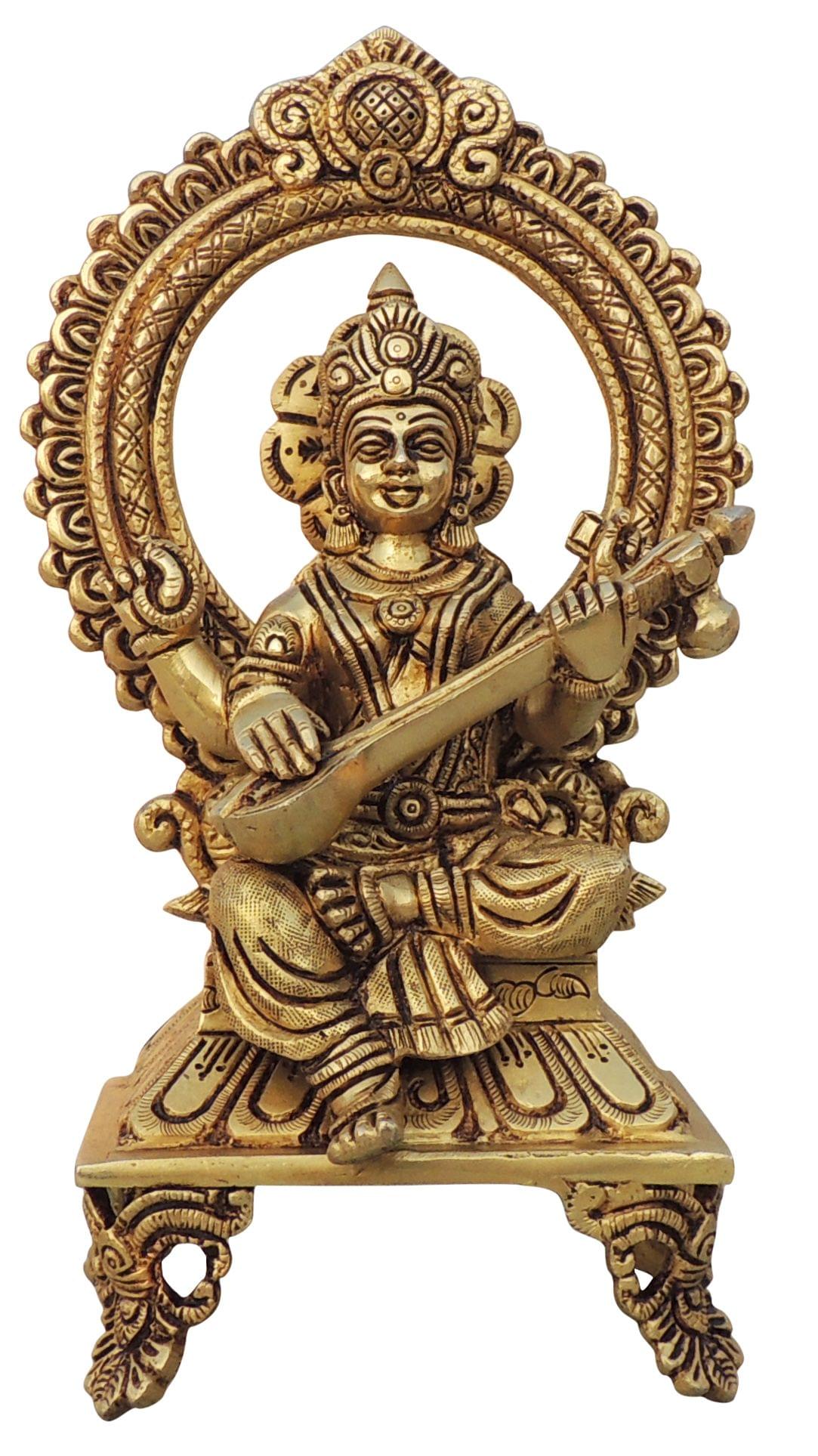Brass Showpiece Saraswati Ji Idol Statue - 5.5*3*9.5 Inch (BS1540 E)