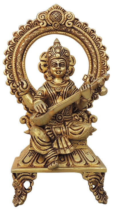 Brass Showpiece Saraswati Ji Idol Statue - 5.5*3*9.5 Inch (BS1540 E)