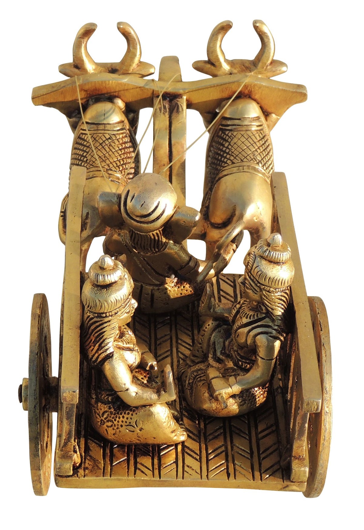 Brass Showpiece Cow Cart Statue - 11*5.5*6 Inch (BS1546 C)