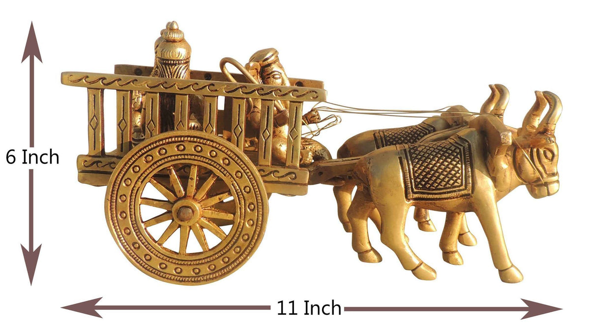 Brass Showpiece Cow Cart Statue - 11*5.5*6 Inch (BS1546 C)