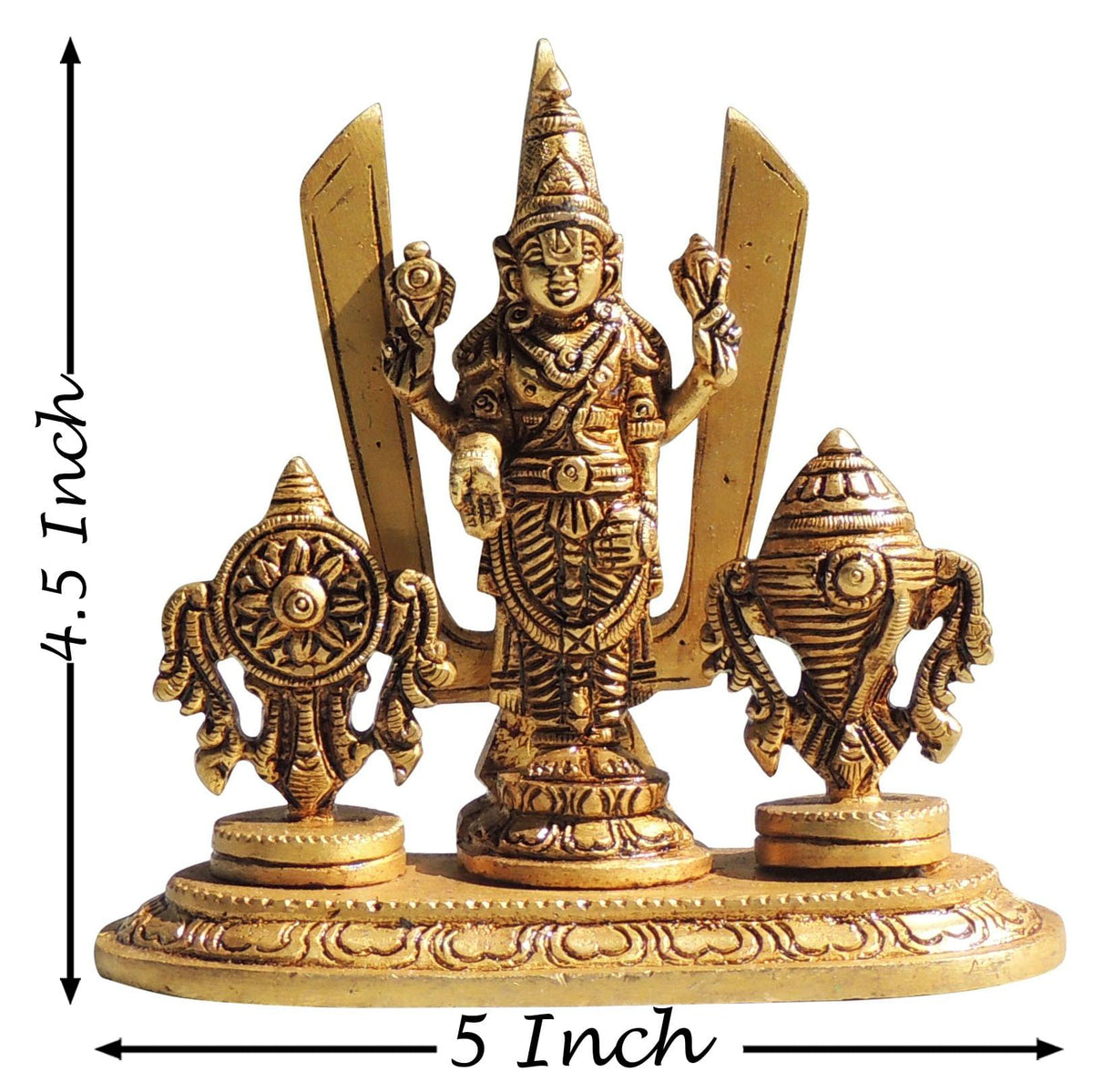 Brass Shankh Chakra Triupati Balaji God Idol Statue - 5*2*4.5 Inch (BS1550 D)