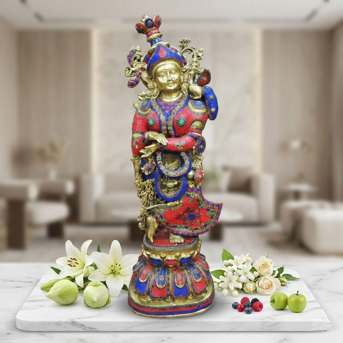 Brass Showpiece Radha God Idol Statue - 14*8.5*36 Inch (BS1553 R)