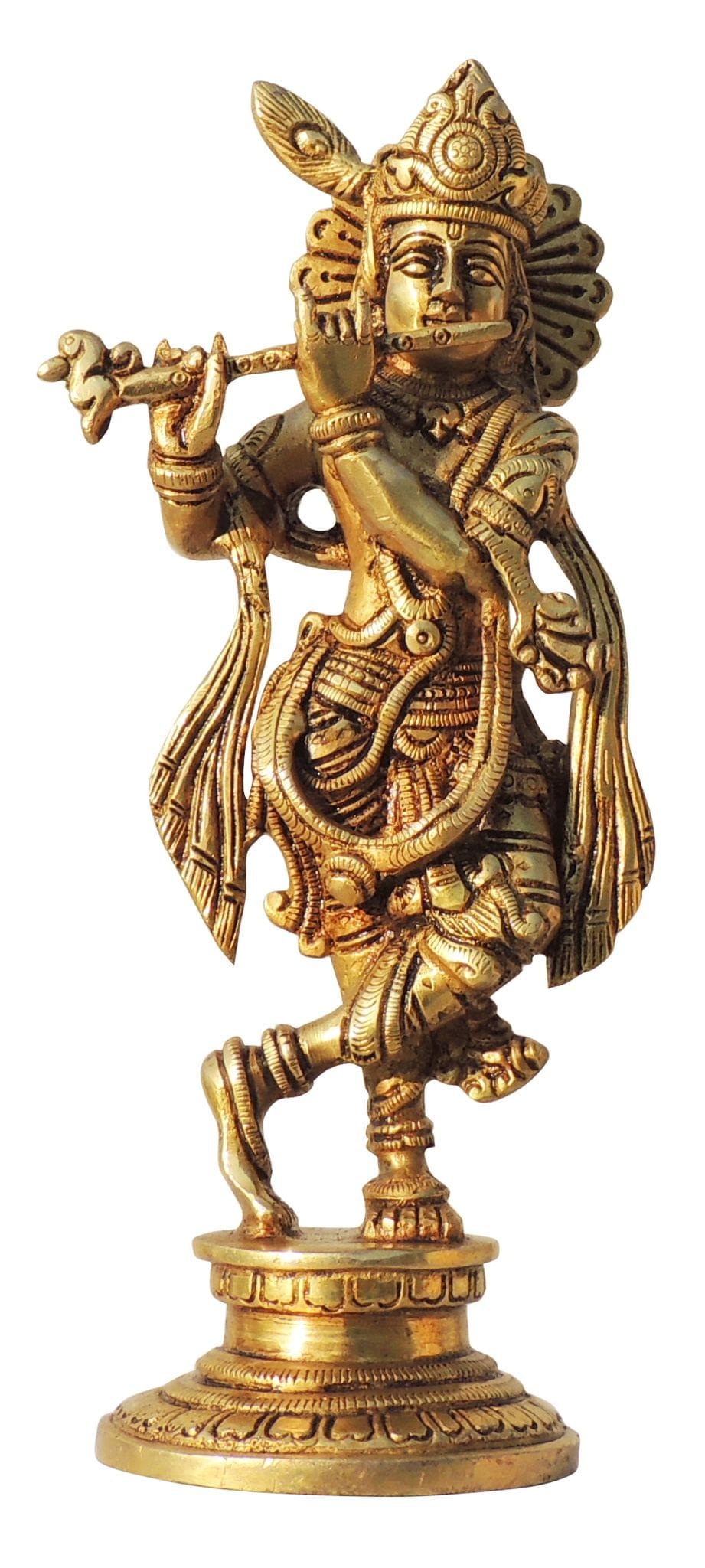 Brass Showpiece Krishna Ji God Idol Statue - 3.5*3*9.5 Inch (BS1574 K)