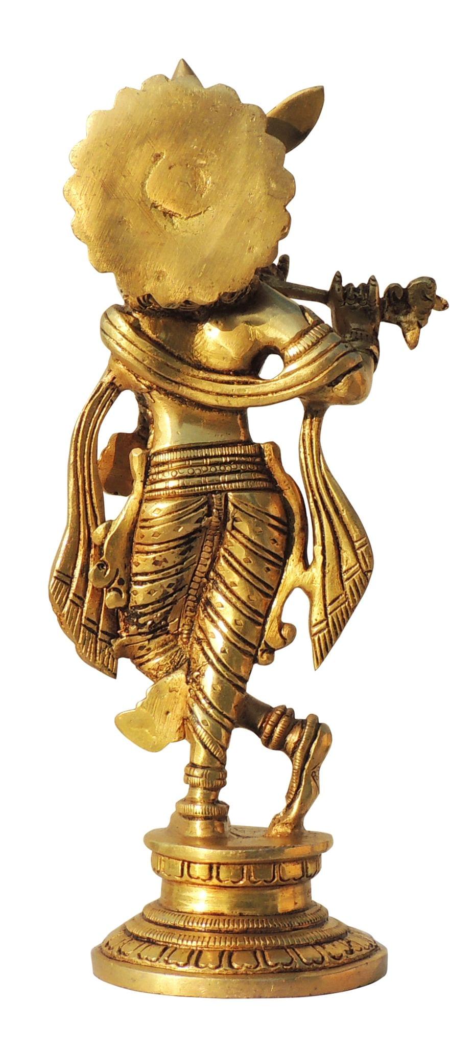 Brass Showpiece Krishna Ji God Idol Statue - 3.5*3*9.5 Inch (BS1574 K)