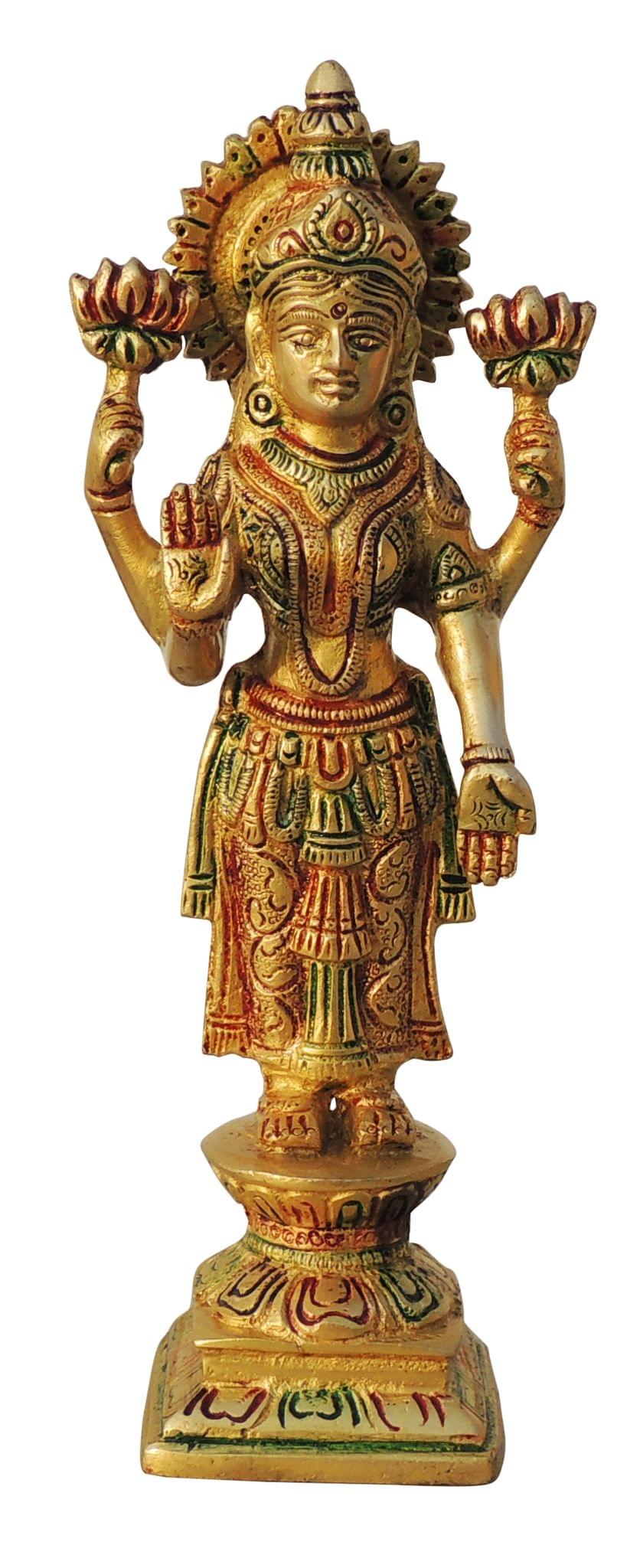 Brass Showpiece Laxmi Colour God Idol Statue - 3*2.2*9 Inch (BS1575 L )