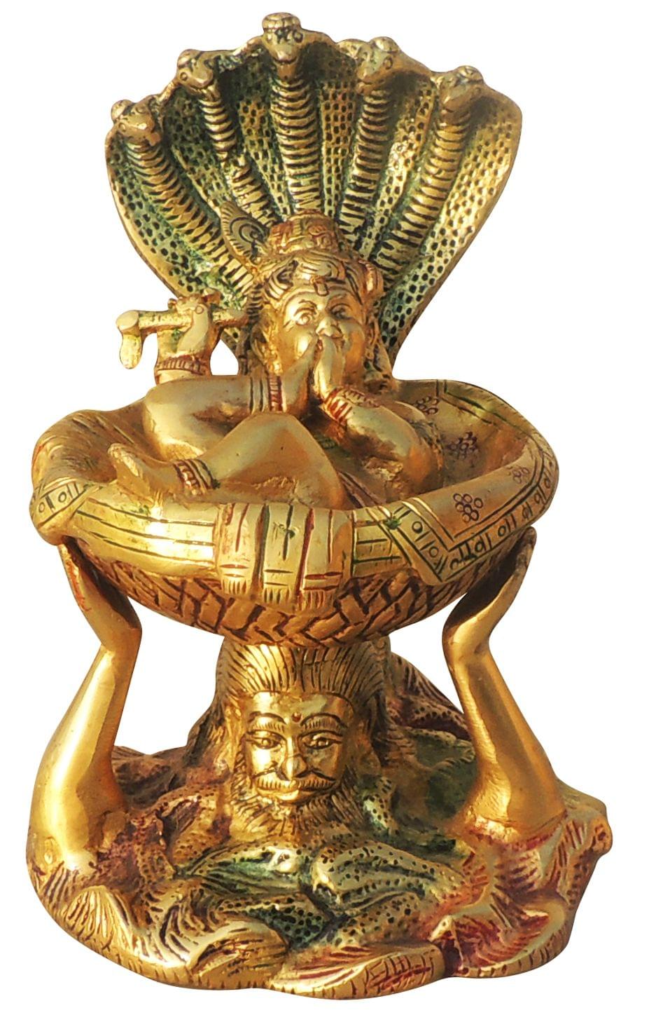 Brass Vasudev with Krishna Crossing River statue Idol - 5*4.5*6.2 Inch (BS1576 C)