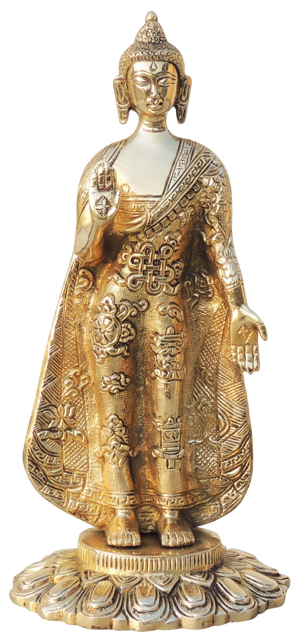 Brass Showpiece Buddha Standing Statue  - 5.2*4.5*10.5 inch (BS1578 D)