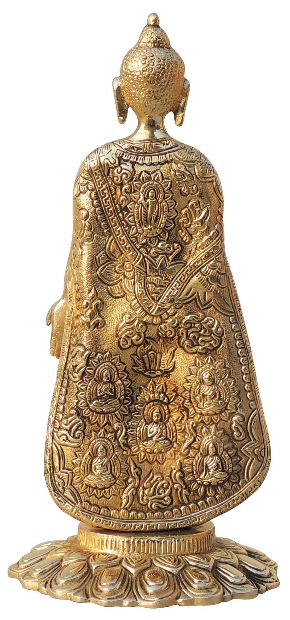 Brass Showpiece Buddha Standing Statue  - 5.2*4.5*10.5 inch (BS1578 D)