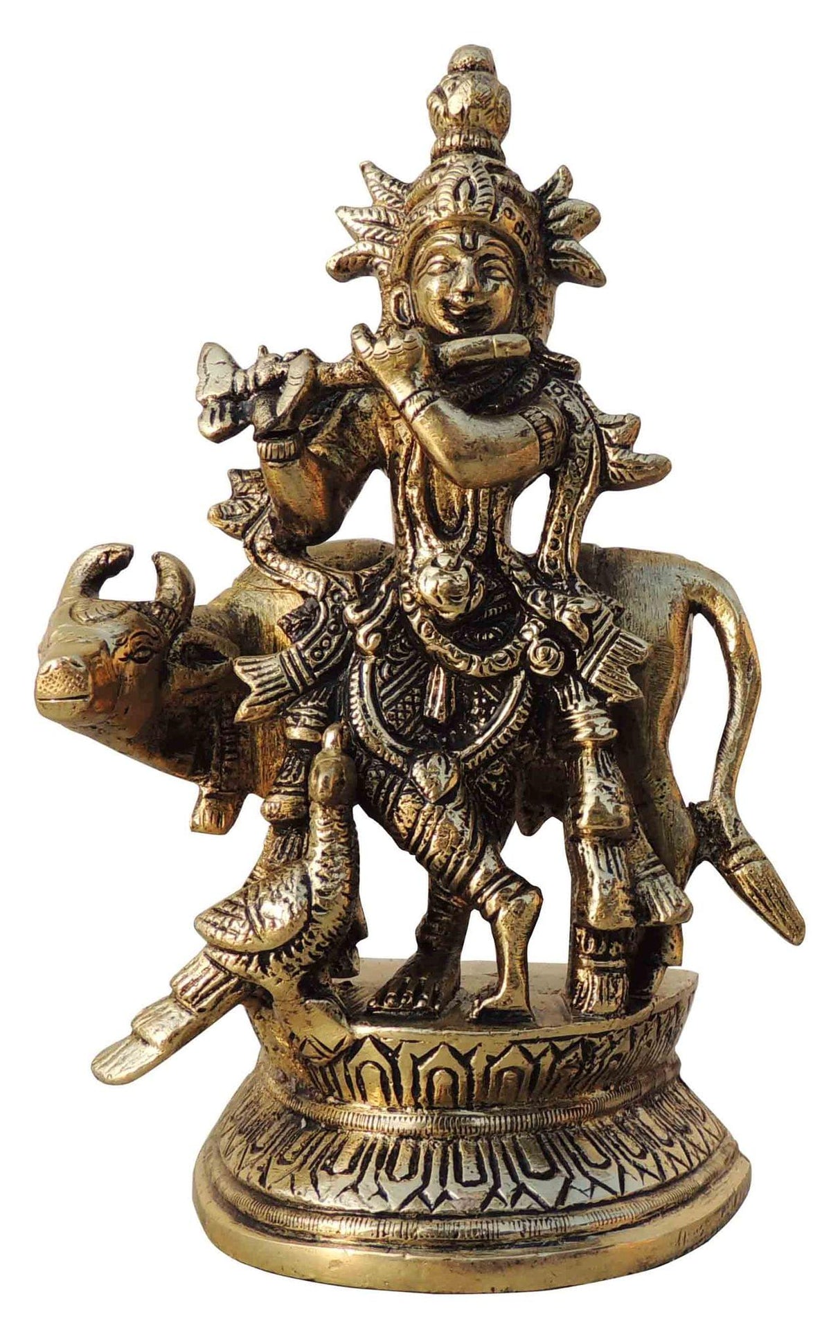 Brass Krishna with Cow Idol statue -3.2*2*5.5 Inch (BS1579 C)
