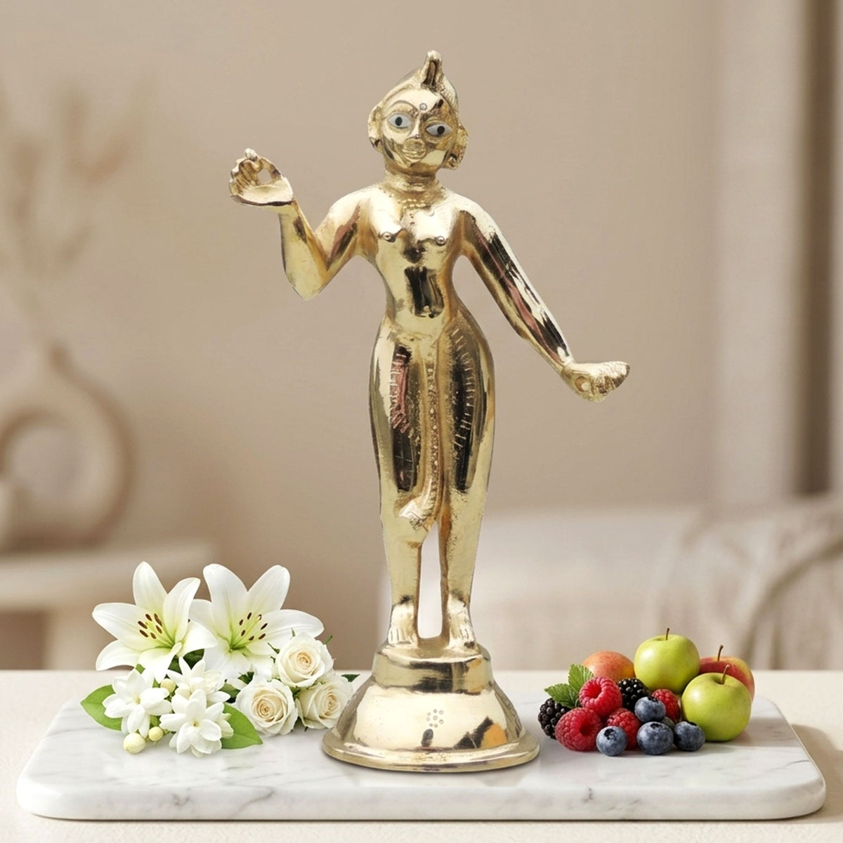 Brass Showpiece Radha Ji Jugal Jodi Statue - 2.5*2.5*8 Inch (BS1583 R)