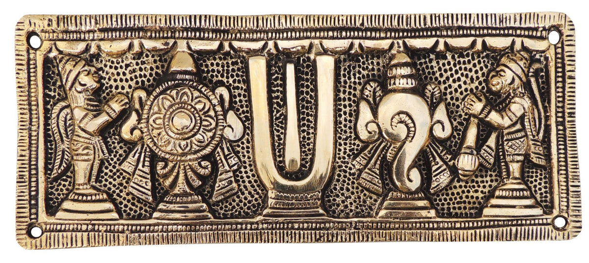 Brass Showpiece Wall Hanging Shank Chakra God Idol Statue - 7.6*0.5*3 Inch (BS1586 C)